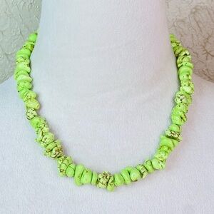 NATIVE MADE HEISHI AND CHUNKY DYED HOWLITE GASPEITE  NECKLACE 18”
